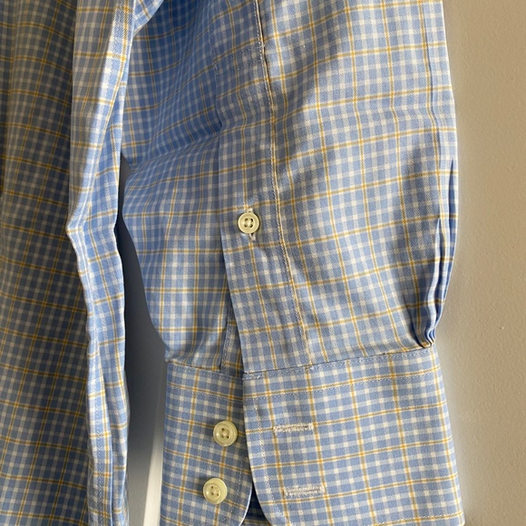 Brooks Brothers Non-Iron Blue & Yellow Small Plaid Shirt Size 16-32 - Picture 5 of 8